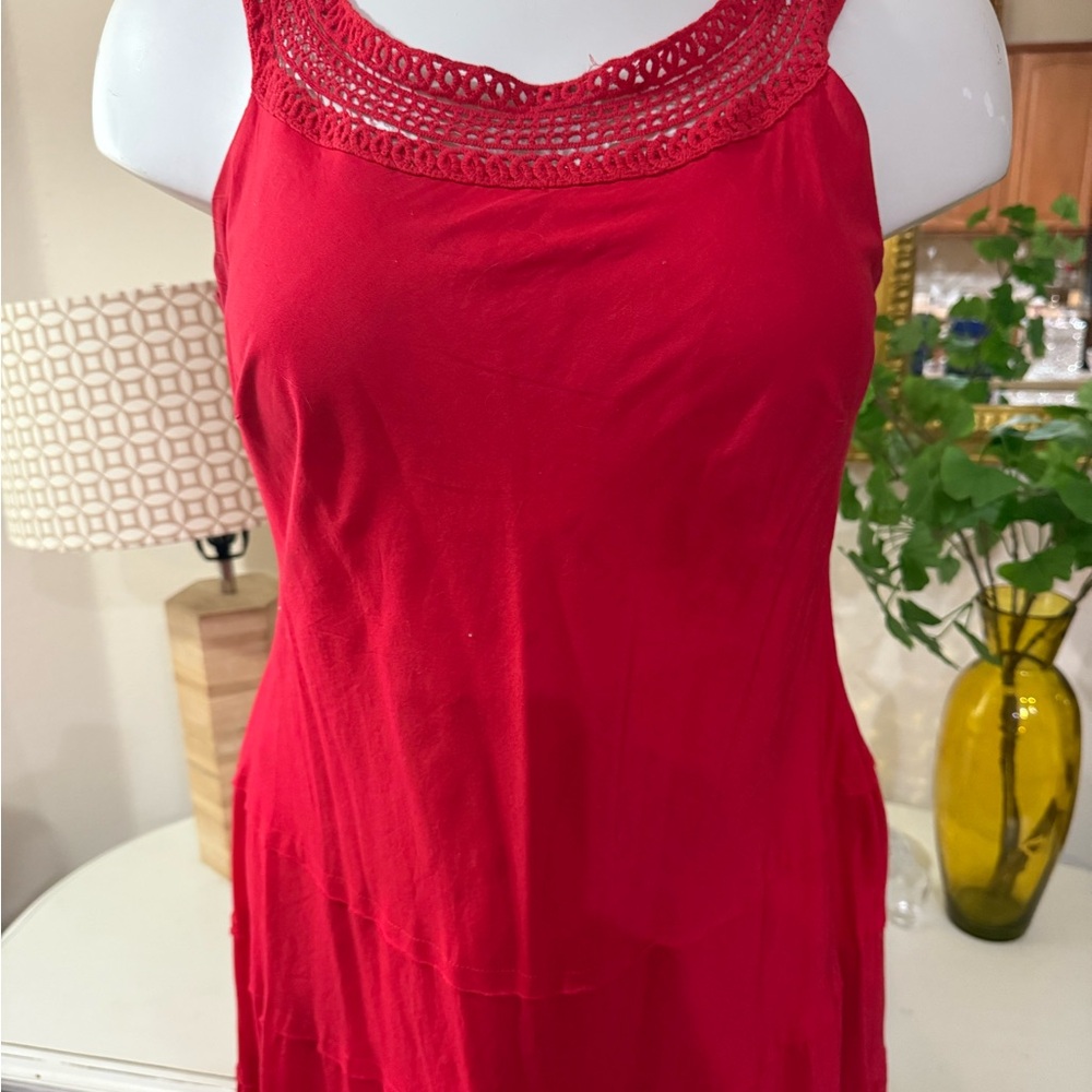 Jessica Howard Red Crochet Neck Midi Dress 16 W - Picture 4 of 5